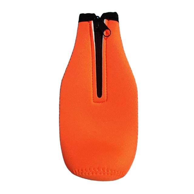 Funda aislante para botella de cerveza, funda enfriadora de botellas para 330ml, accesorios portátiles ligeros, chaqueta con cremallera para botella Naranja
