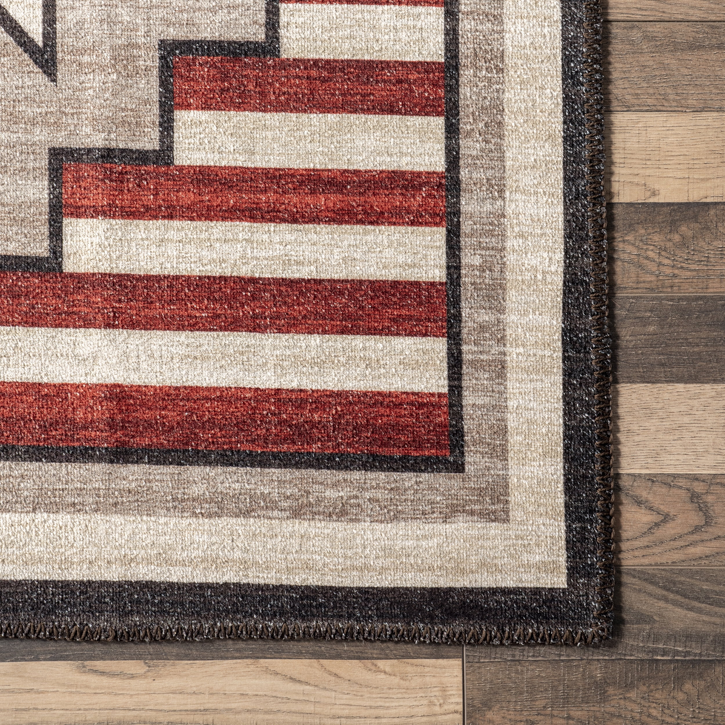 nuLOOM Petra Boho Arrows Machine Washable Area Rug, 4' x 6', Brown