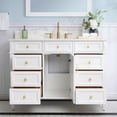 thumbnail image 3 of ANGELES HOME 48" Bathroom Vanity with Sink Top Combo Set, Freestanding Solid Wood Bathroom Makeup Cabinet W/ 1 Soft-Close Door and 6 Soft-Close Drawers, Carrara White Quartz Countertop (White), 3 of 10