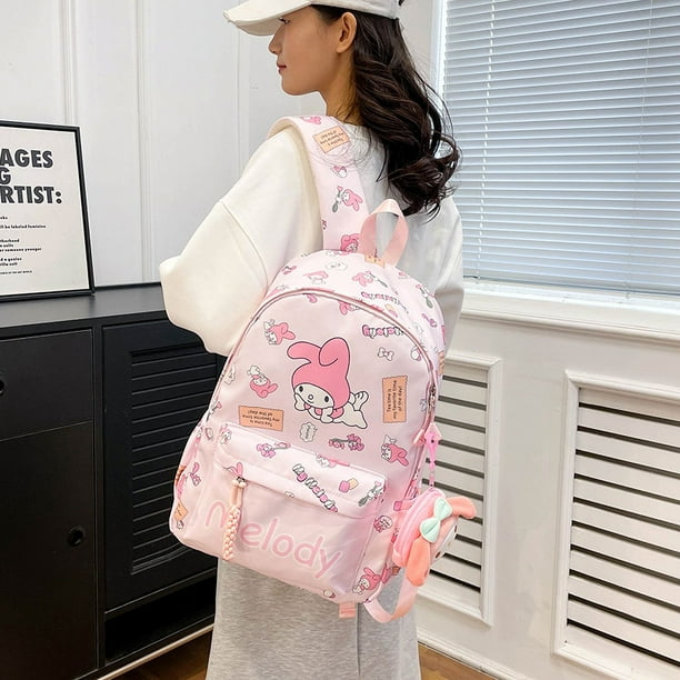 Mochila Sanrio de Hello Kitty para chica, bonita mochila escolar de Anime de dibujos animados, viaje informal, Kuromi Cinnamoroll