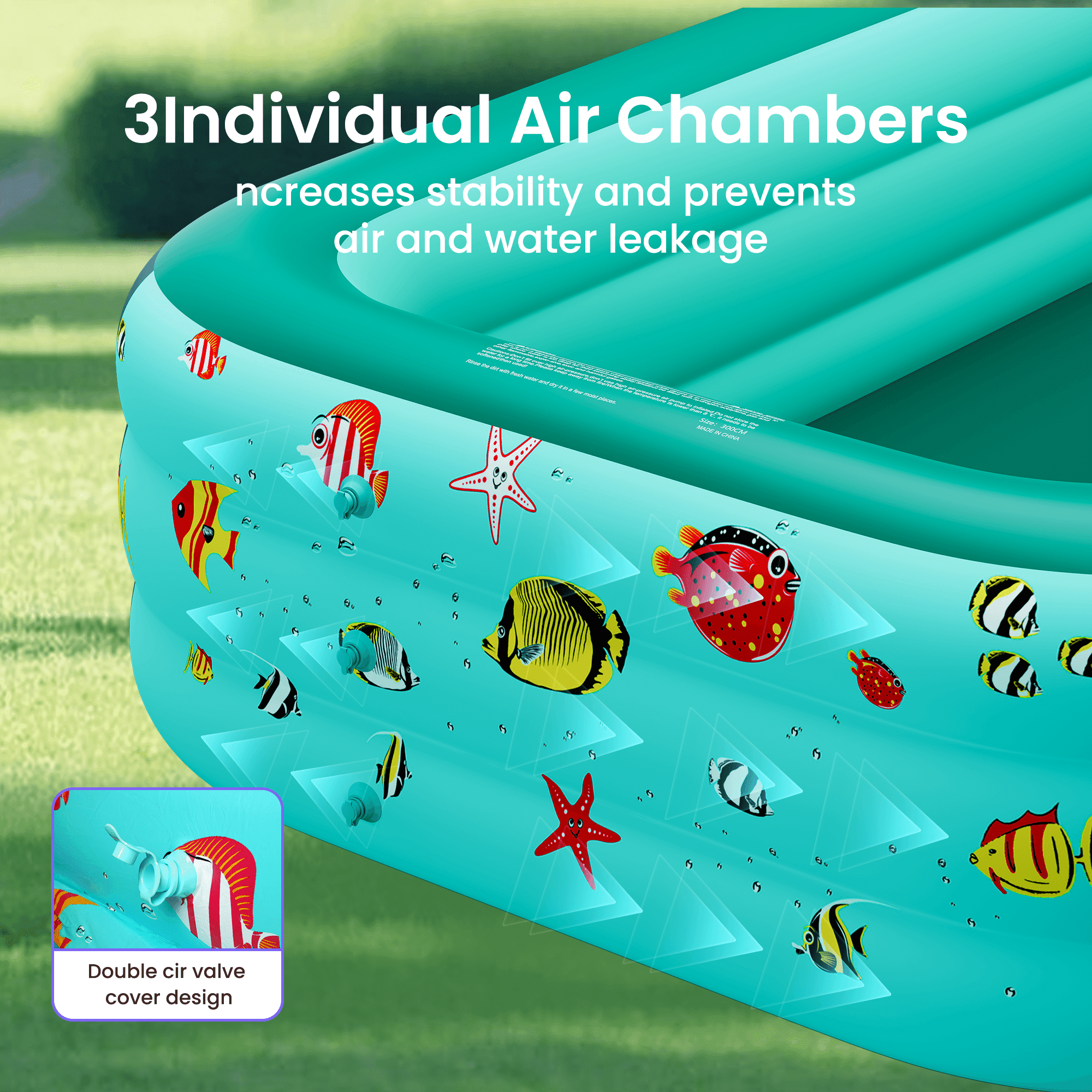 GVDV Inflatable Pool, 9.83 x 6 x 1.83 ft Family Swimming Pools for Kids, Toddlers, Infant, Adult, Rectangular, Thickened