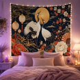 thumbnail image 2 of White Cranes Before Golden Moon and Lanterns, Dramatic Illustration for Bird Lovers, Japanese Floral Art, Housewarming Gift, Tapestry Wall Hanging for Bedroom and Studio, 2 of 7