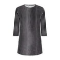 thumbnail image 5 of Womens Long Length Tunic Tops, 3/4 Sleeve Shirts for Women Fall Fashion Loose Fit Striped Printed Crewneck T-Shirts, 5 of 5