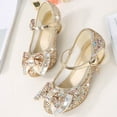 thumbnail image 4 of Splozh Girl's Dress Shoes Glitter Rhinestone Bow Accent Mary Jane Kids Pumps,Gold 4, 4 of 5