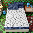 thumbnail image 4 of Erosebridal Muted Navy Blue Check Tile Zipper Full Size Comforter Sets with Fitted Sheet and 2 Pillowcases,Tiny Simple Doodle Zipper Bedding Set,Indigo Black,4pcs,Reversible, 4 of 6