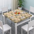 thumbnail image 3 of Beige Sunflower Small Flower Pattern Square Fitted Tablecloth with Elastic Edge,Square Table Cover,Washable Elastic Table Cover for Home Kitchen Party Decor 34"x34", 3 of 6