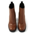 thumbnail image 3 of XYD Women Closed Square Toe Chelsea Boots Platform Pull on Mid Block Heels Fashion Dress Ankle Booties Size 9 Brown, 3 of 4