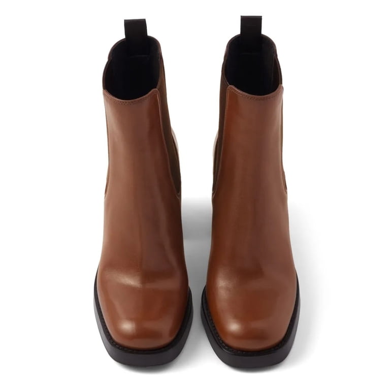 XYD Women Closed Square Toe Chelsea Boots Platform Pull on Mid