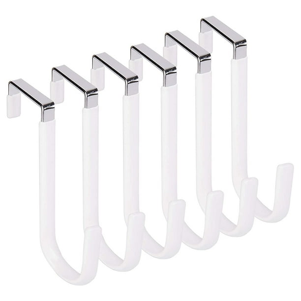 Symkmb over Door Hooks for Hanging Clothes, 6 Packs Hanger Soft Rubber  Surface Prevent Scratches, Door Hook for Bathroom White 