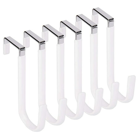 

over Door Hooks for Hanging Clothes 6Packs Hanger for Bathroom Silver