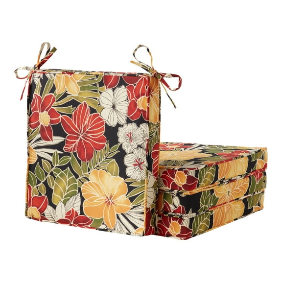 Greendale Home Fashions 18 x 18 in. Aloha Black Outdoor Dining Seat Cushion (4-Pack)