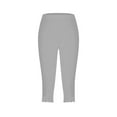 thumbnail image 4 of Karight Women's Capri Yoga Pants with Pockets Solid Color High Waisted Legging for Workout, 4 of 5