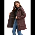 thumbnail image 4 of Chaquetas Softshell Impermeables para Mujer, Abrigos Cálidos con Forro y Capucha, Chaqueta Impermeable Larga. Color Café XL, 4 of 8