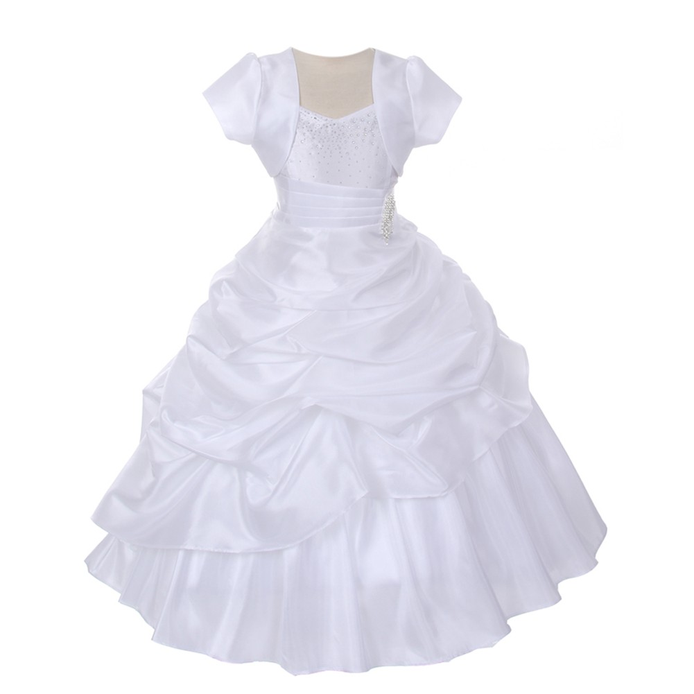 girls white pageant dress