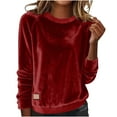 thumbnail image 2 of Velvet Tops for Women Dressy Vintage Long Sleeve Shirts Elegant Velour Tops Holiday Outfits Loose Fit Velour Blouse Crewneck Solid Holiday Party Outfits, 2 of 6