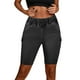thumbnail image 1 of Pantalones cortos vaqueros de verano de cintura alta para mujer: pierna recta, estilo informal, poliéster y algodón, cintura elástica, tallas S-XL, 1 of 4