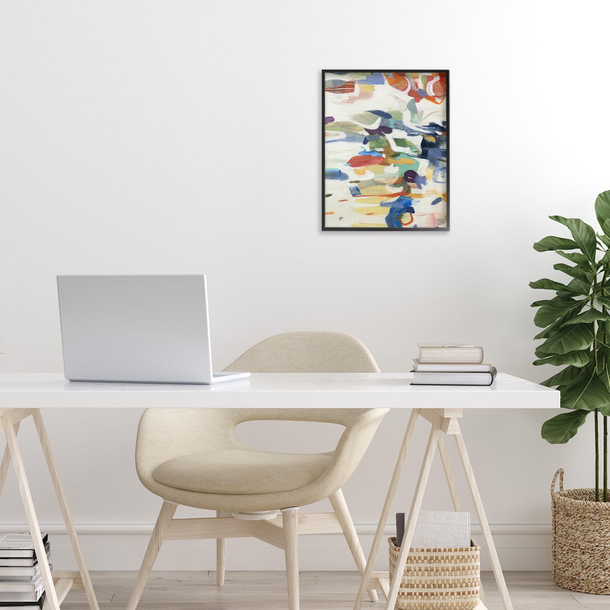 Stupell Industries Primary Hued Abstraction Black Framed Giclee Art, design by Lisa Ridgers