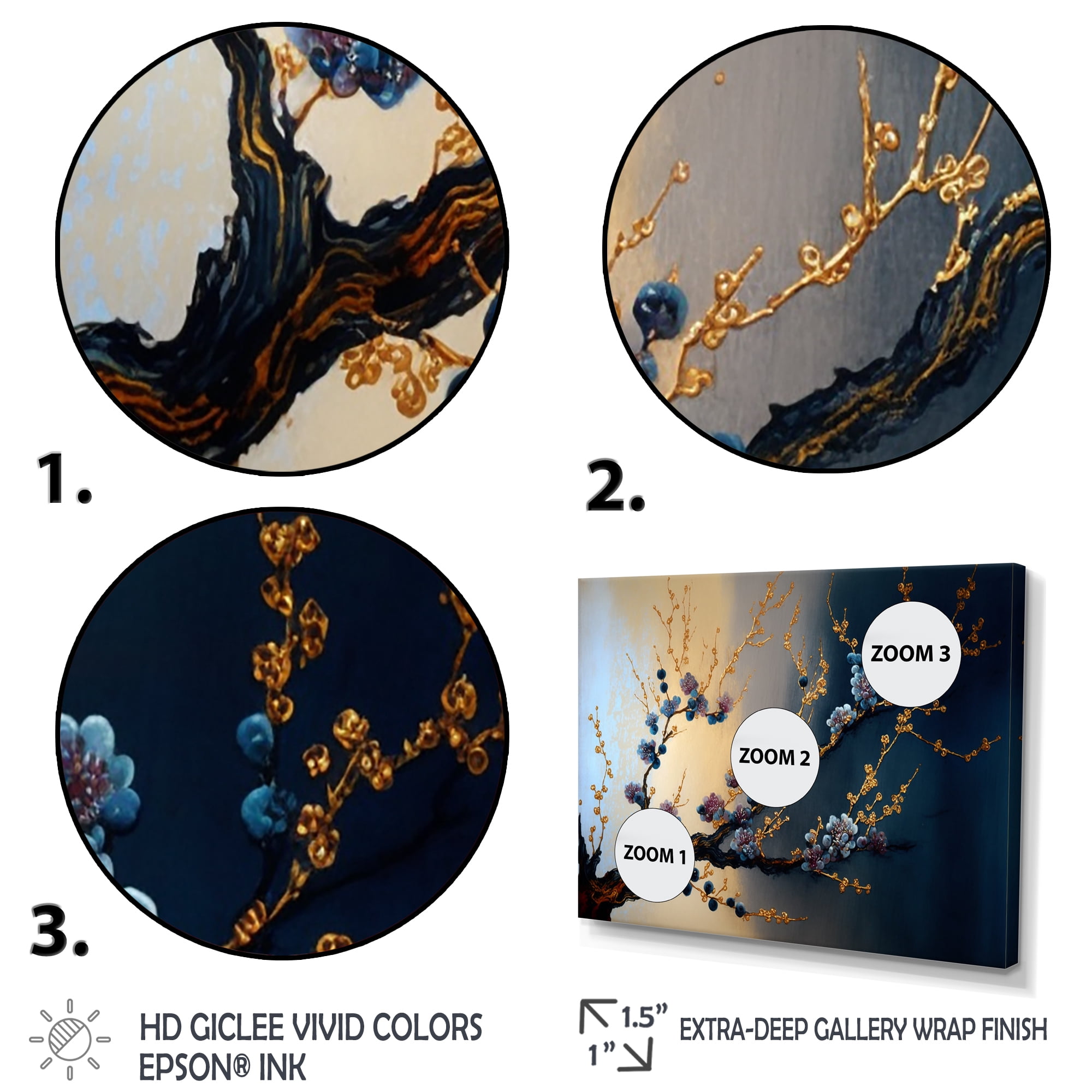 Designart Blue Cherry Blossom Branch I Canvas Wall Art