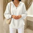 thumbnail image 6 of Perfectbot Women Waffle Knit Henley Hoodie, Long Sleeve Drawstring Pullover Fall Casual Sweatshirt, 6 of 7