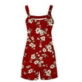 thumbnail image 4 of Hvot&aat Women's Summer Casual Loose Rompers Holiday Boho Floral Printing Shorts Fit Adjustable Strap Shorts with Pockets, 4 of 4