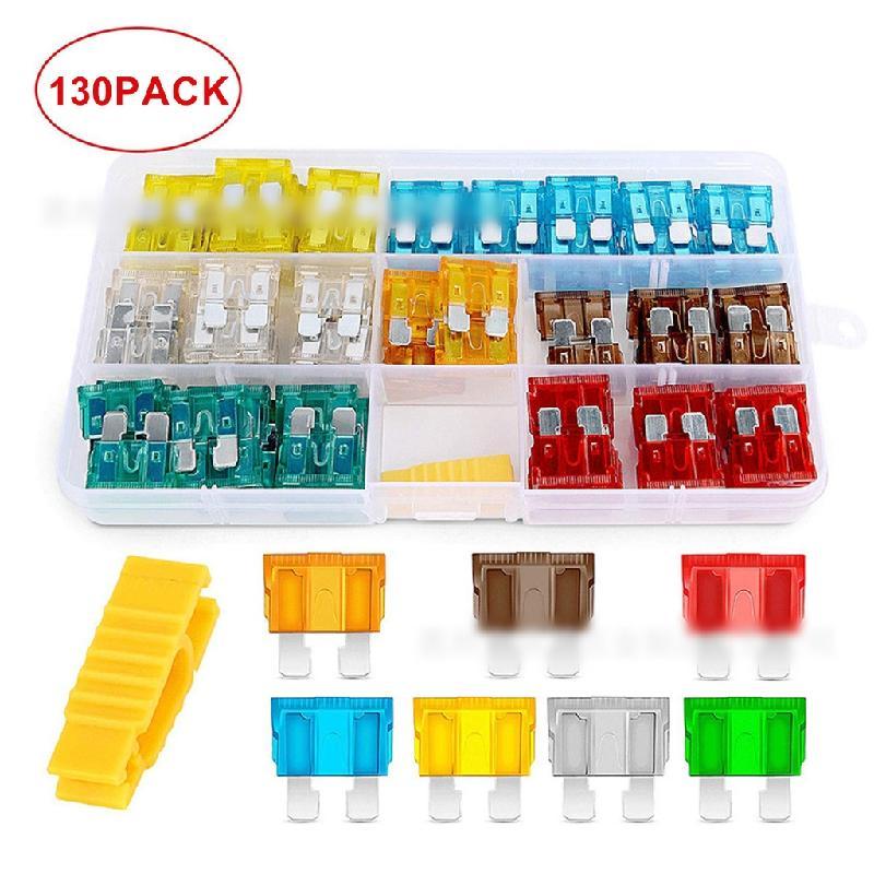 Zeiwohndc 130pcs Vehicle Fuses Holders With Dustproof Designs and Assorted Fuses