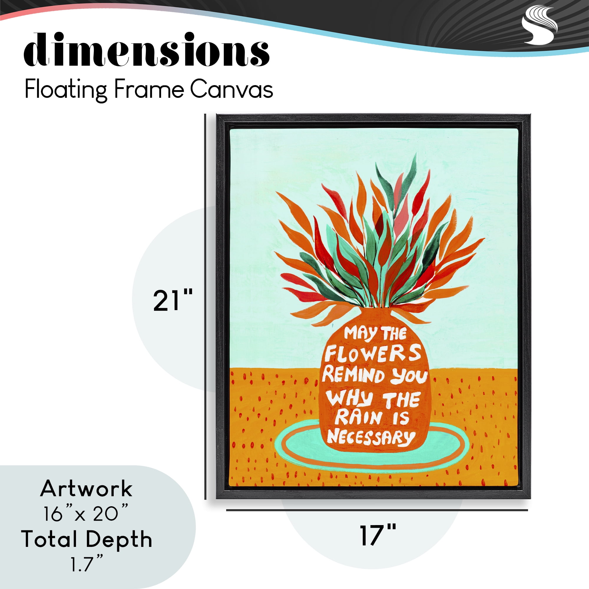 Flowers Remind Rain Is Necessary Black Framed Floater Canvas Wall Art, design by Nabeela Rumi