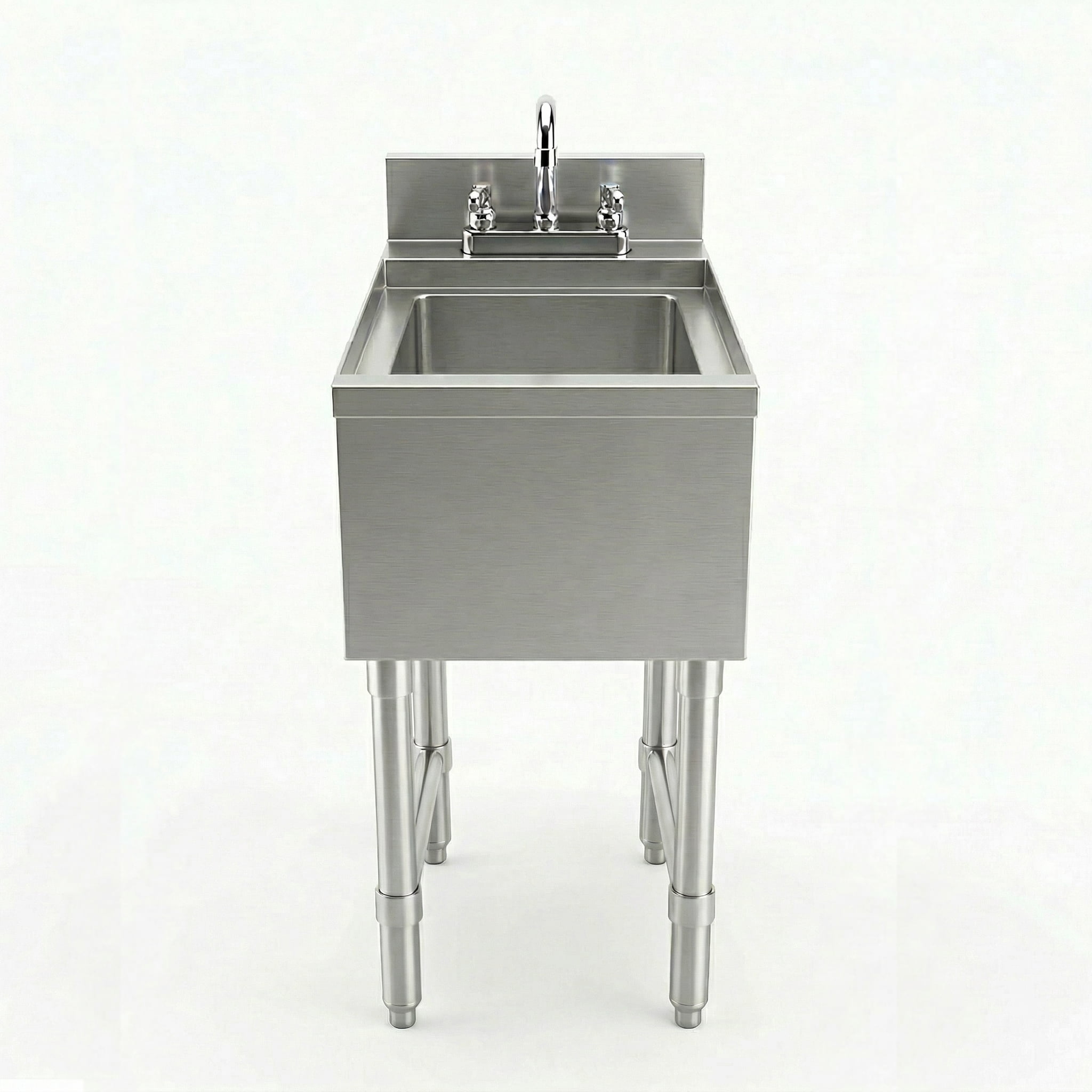 AmGood Commercial Underbar Hand Sink 22.5 in. x 12 in. x 30 in. Stainless Steel with Backsplash Faucet Included NSF, Single Bowl Bar Prep Sink