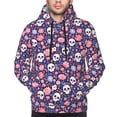 thumbnail image 4 of KLL white Skull Flower Print Mens Hoodie Long Sleeve Casual Pullover Hooded Sweatshirt Fashion Drawstring Hoodies with Pocket-3X-Large, 4 of 6