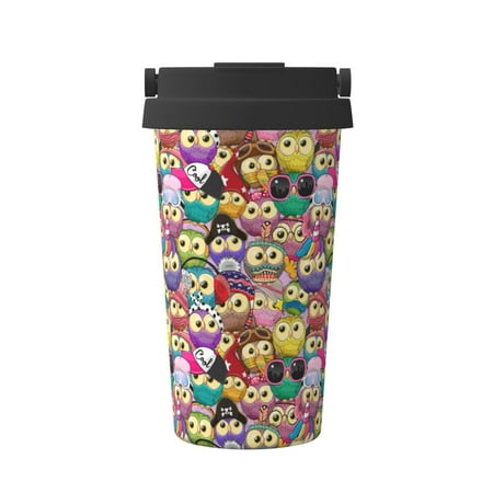 

Vsdgher Cute Cartoon Owls Coffee Mug Pobtable To Stainless Steel Coffee Tumbler Coffee Cups with Lids Thermos for Hot and Cold Drink