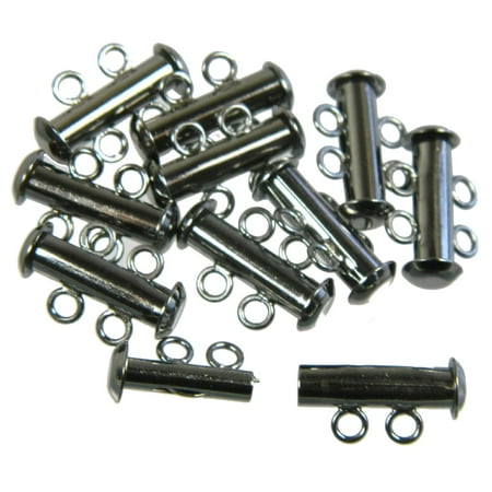 Three Strand Clasp - 10 Pack Multi 2 Strand Slide Lock Clasps Black Oxide Gunmetal Plated Brass