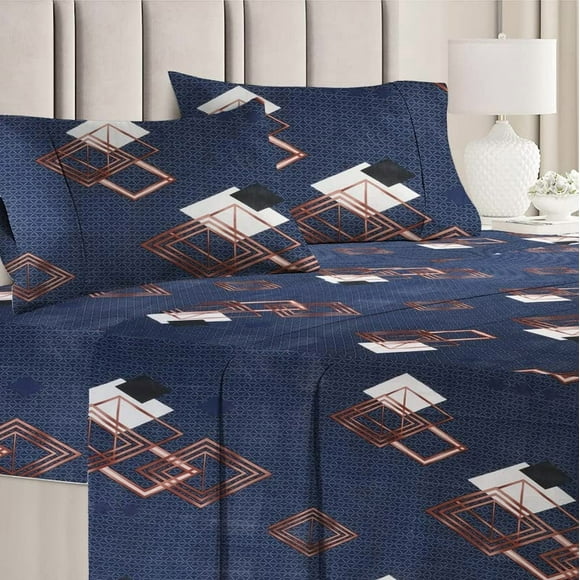 Cotton AC Comforter Set King Size Double Bedsheet With & Two King Pillow Covers - 90 X 100 Inches, Dark Blue | Ideal For House, Hotel, Guest Room