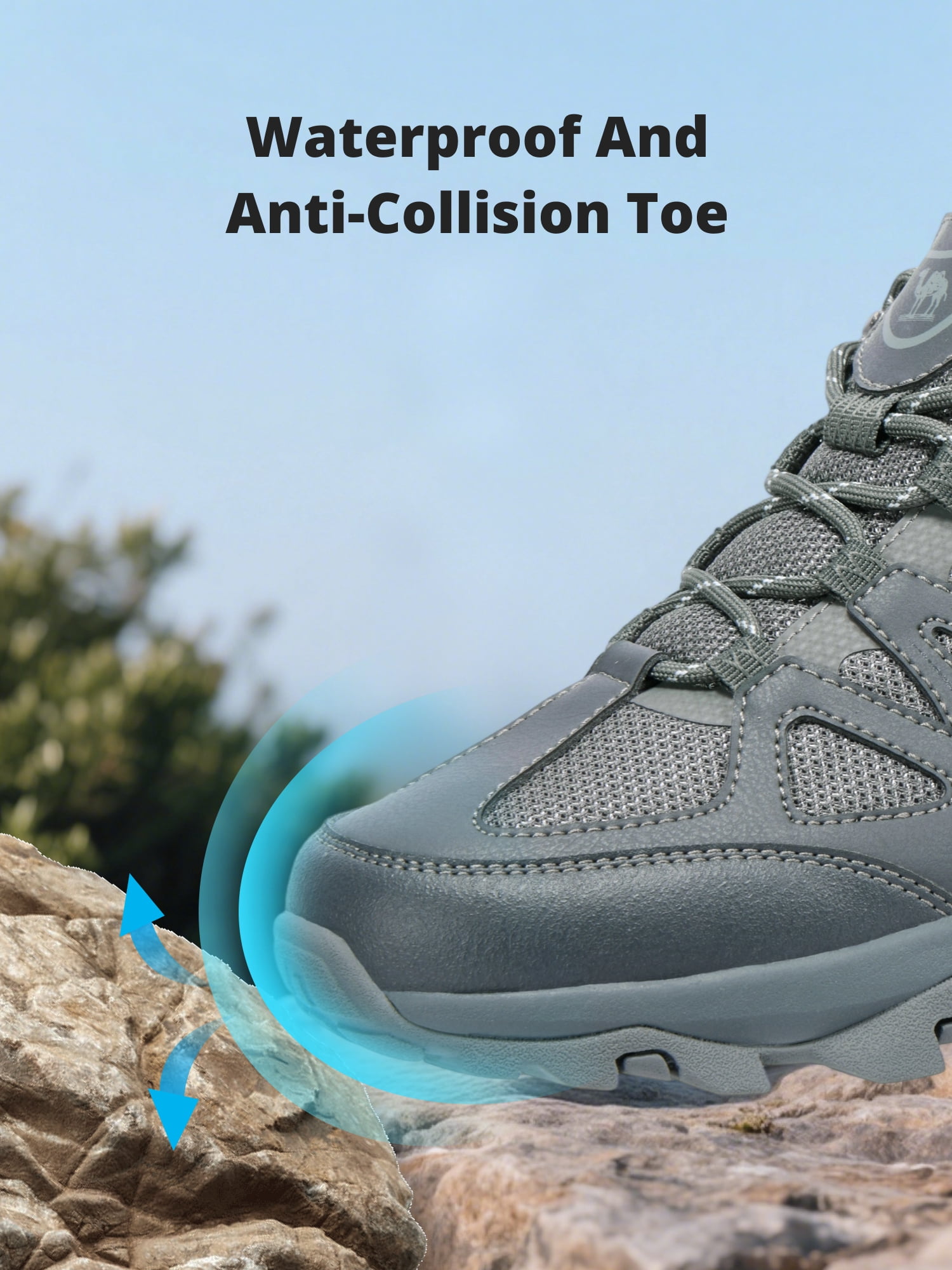 CAMEL Men's Hiking Shoes Comfort Sneakers Male Breathable Athletic Shoes Outdoor Running Walking Gray