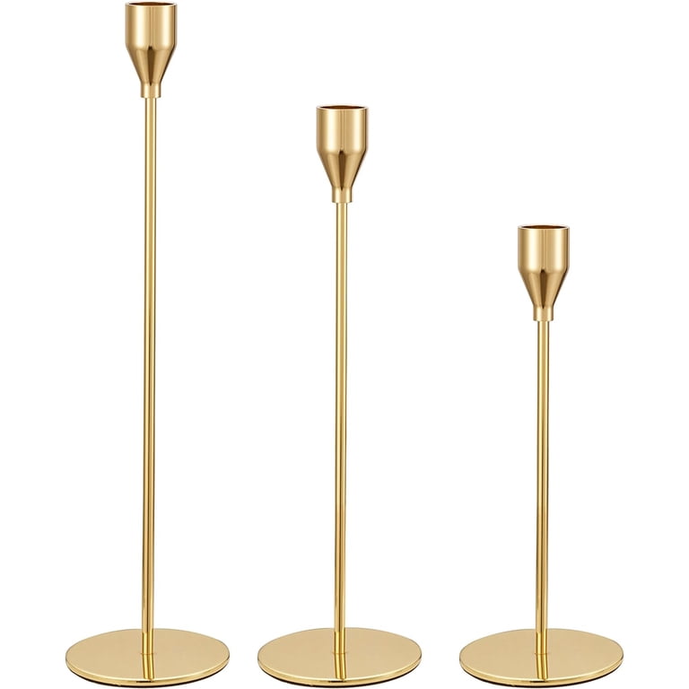 HBlife Gold Wedding Party Taper Candle Holders, Set of 3 photo 1