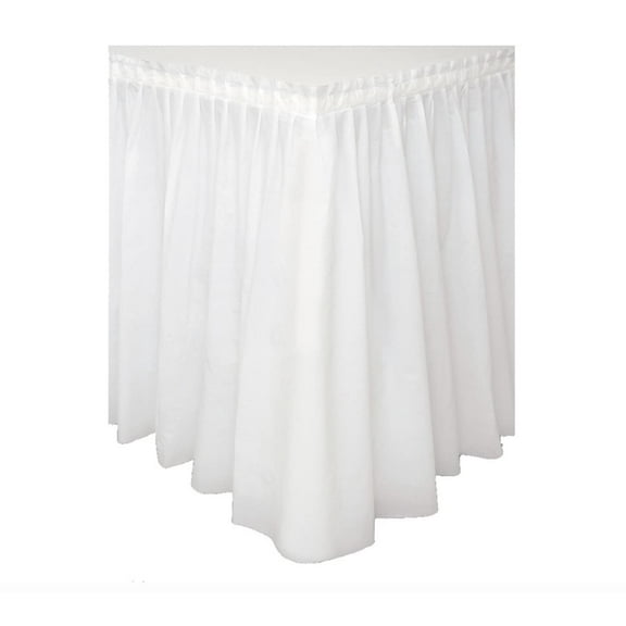 Plastic Table Skirt, 14 ft, White, 1ct