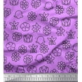 thumbnail image 1 of Soimoi Purple Cotton Cambric Fabric Black Sketch Floral Print Fabric by Yard 56 Inch Wide, 1 of 3