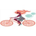 thumbnail image 4 of Floral Piggy Bank, Flower Arrangement Silhouette of a Long Hair Girl on Bicycle Illustration, Ceramic Coin Bank Money Box for Cash Saving, 3.6" X 3.2", Coral and Seafoam, by Ambesonne, 4 of 4