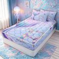 thumbnail image 2 of meiyoeat Mermaid Princess Scale Zipper Twin Comforter Sets with Fitted Sheet and 2 Pillowcases for Girls, Sparkle Initial R Zipper Bedding Set for Kids, Purple Blue, Pink Reversible, 4-Piece, 2 of 6
