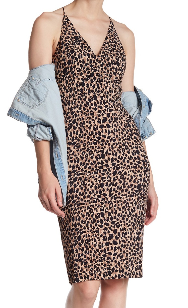 Leopard Print Woven Sheath Dress 
