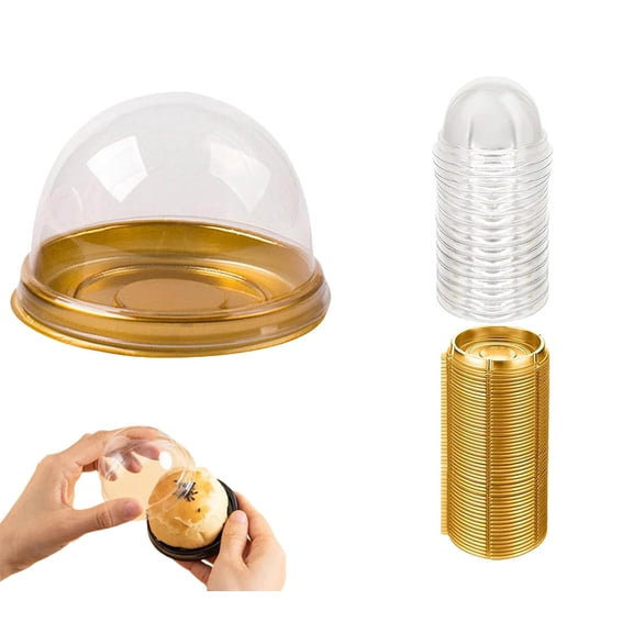 50pcs Dessert Dome With Lid, Round Plastic Dessert Containers with Dome Lids,Desert Dome With Lid,Mini Muffin Container Box, for Bakery and Party Use