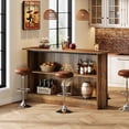 thumbnail image 5 of Tribesigns 63-Inch Bar Table, 2-Tier Bar Cabinet Height Pub Table with Footrest, Modern Coffee Cabinet for Home Kitchen, Large Home Unit Liquor Furniture, Bistro, Dining Room, Living Room, Brown, 5 of 21