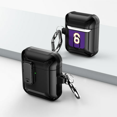 Duo Shield Secure Lock Designed For Apple AirPods Generation 1 & 2 With Hook Black/Black