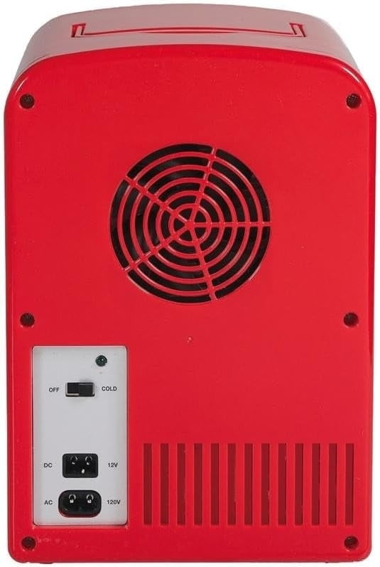 Restored Frigidaire 6 Can/4L Mini Personal Retro Fridge Cooler Includes AC Power Cord & 12V DC Car Adapter EFMIS2129-RED (V2 Circle Window) (Refurbished)