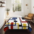 thumbnail image 4 of Red Blue Black, Tapestry for Bedroom Wall Hanging Tapestry, Geometric Yellow Abstract Middle Century Ceiling Backdrop Tapestries Poster Blanket Wall Decor for Teens Room Living Room Dorm 59" x 90", 4 of 8