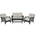 thumbnail image 1 of Patiojoy 4PCS Patio Rattan Furniture Set Outdoor Conversation Set w/Tempered Glass Coffee Table Beige, 1 of 10