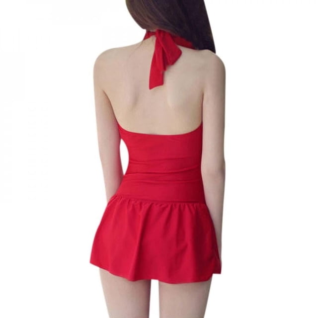 Greyghost Robe pour Femme Petit Maillot de Bain Plaque d'Acier Angle Plat Conservateur Maillot de Bain de Source Thermale Belle Poitrine Maillot de Bain une Pièce Rouge 2TG