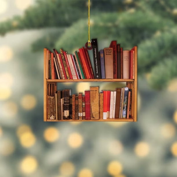 RKSTN christmas ornaments Christmas Tree Shape Stacked Book Funny Book Acrylic Hanging Decorations