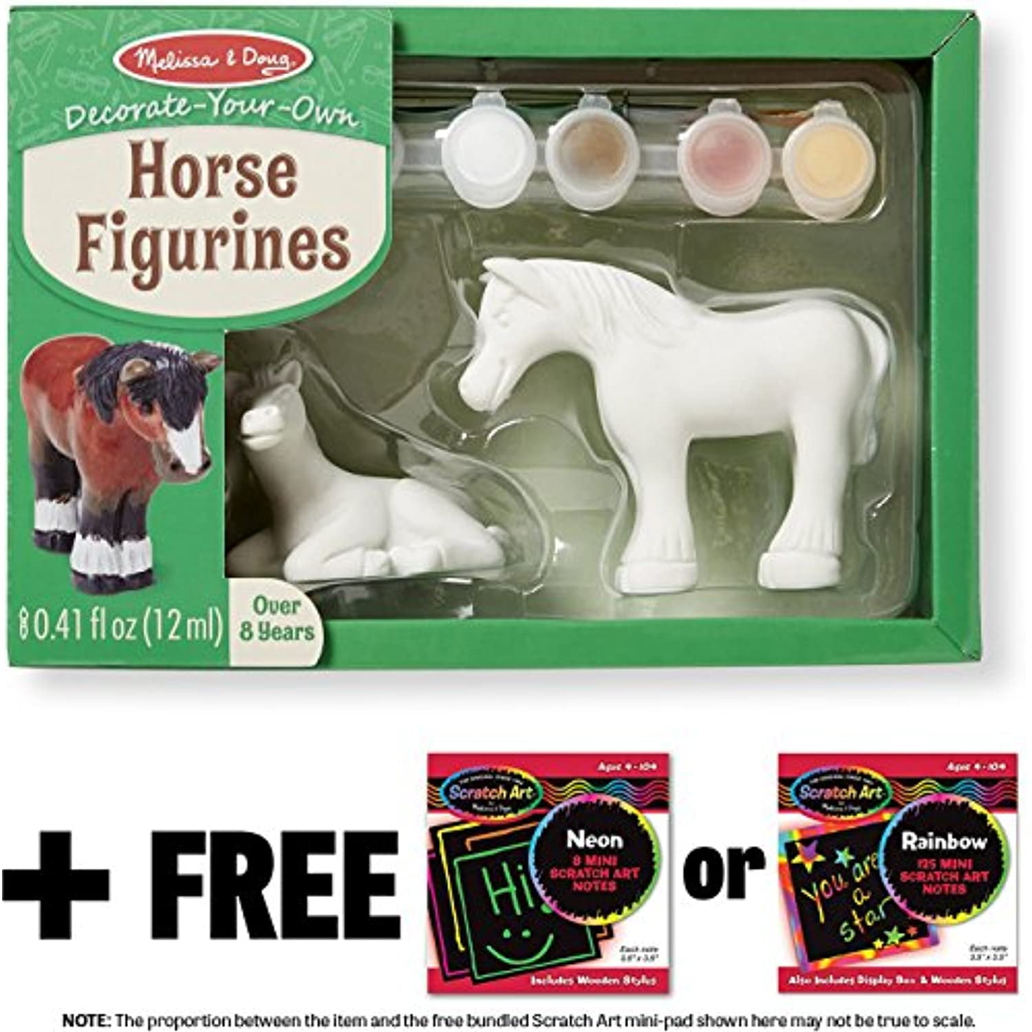 Melissa & Doug Horses Figurines DecorateYourOwn Kit & 1 Scratch Art