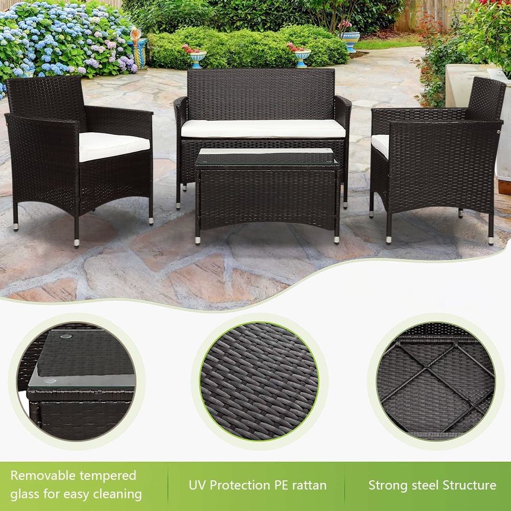 Buy Wicker Patio Sets on Clearance, 4 Piece Outdoor Conversation Set ...