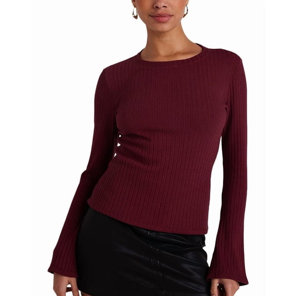 Bella Dahl womens Long Sleeve Rib Crew T-Shirt, l