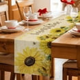 thumbnail image 5 of Sunflowers Table Runner - 120 Inch Long Retro Spring Botanical Blossom Flowers Bees Cotton and Linen Blended Dress Scarves Farmhouse Table Runner for Kitchen Dining, Coffee Table, 13" x 120", 5 of 8